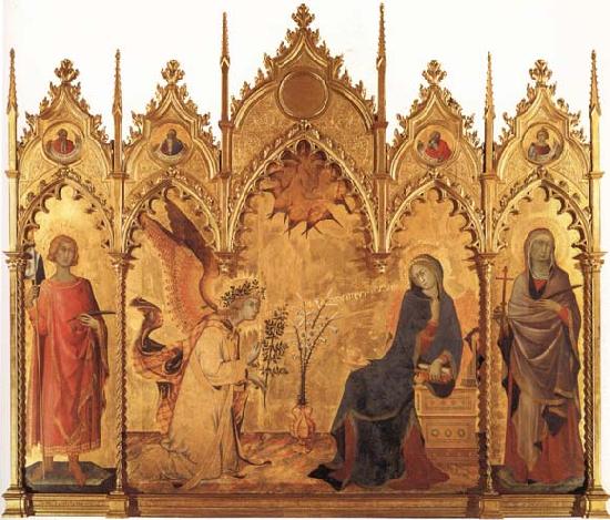 Simone Martini The Annunciation with SS.Ansanus and Margaret and Four Prophets